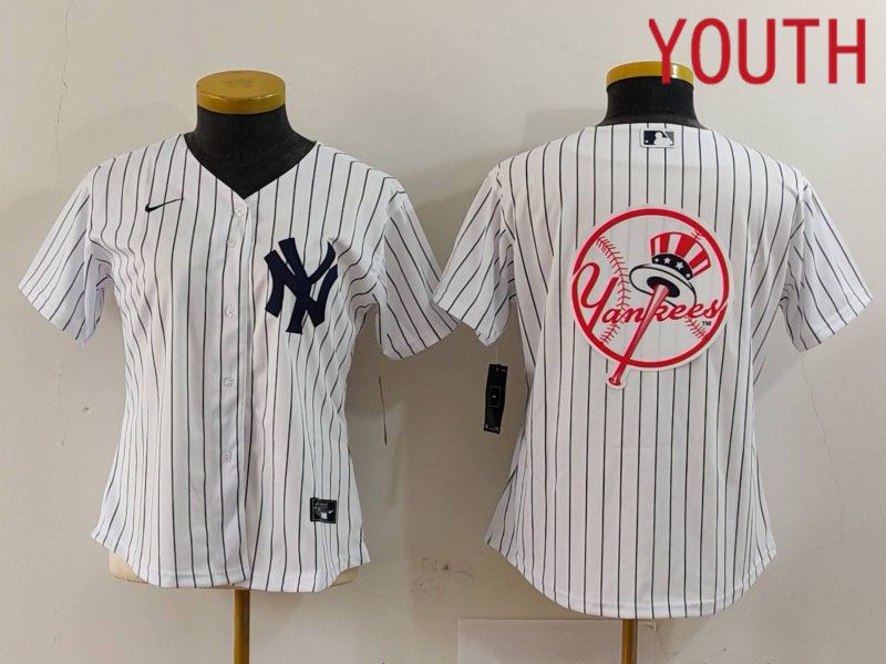 Youth New York Yankees Blank White stripe Game 2024 Nike MLB Jersey style 16